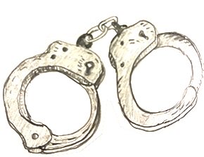 sketch of handcuffs