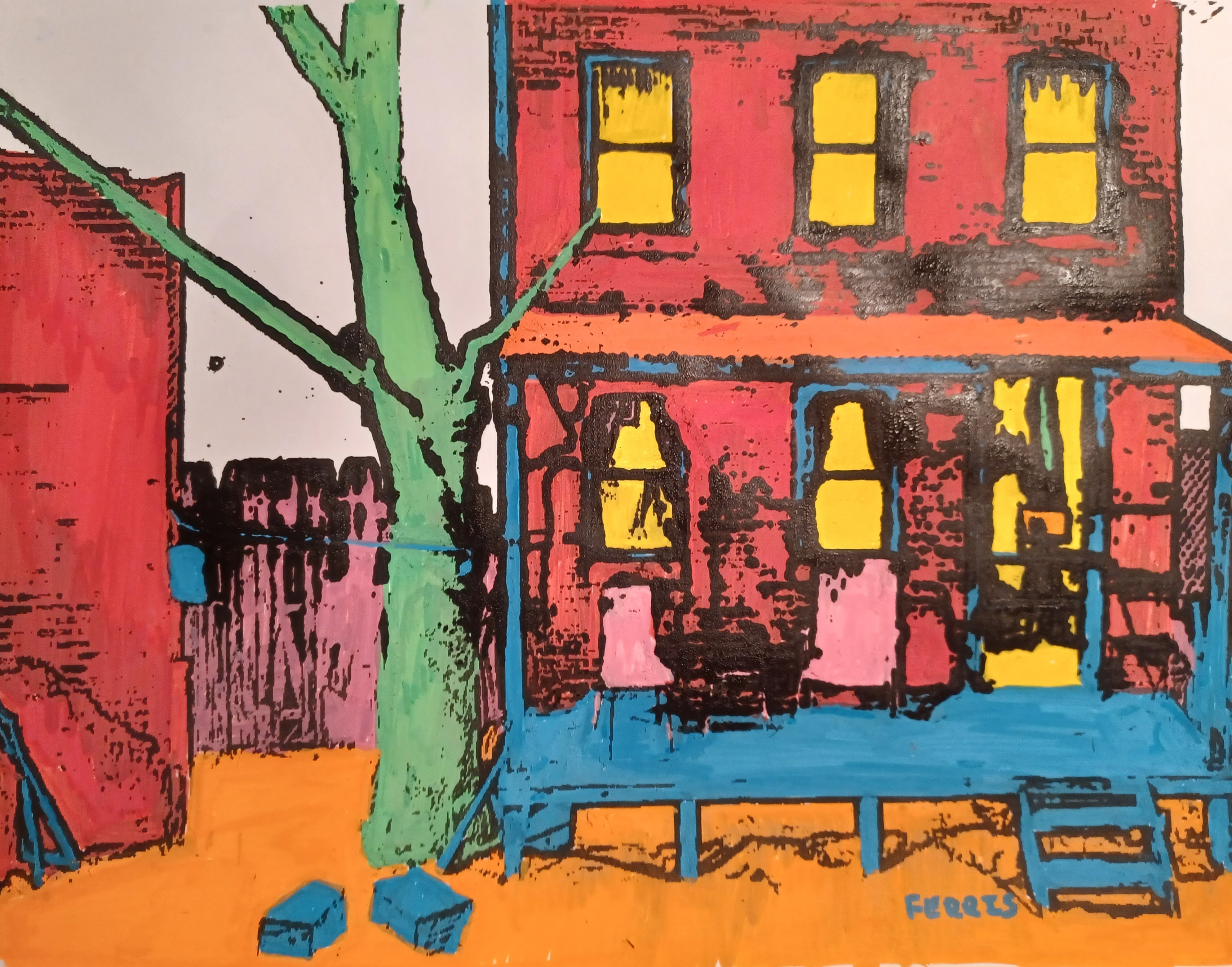 painting of an old-west building