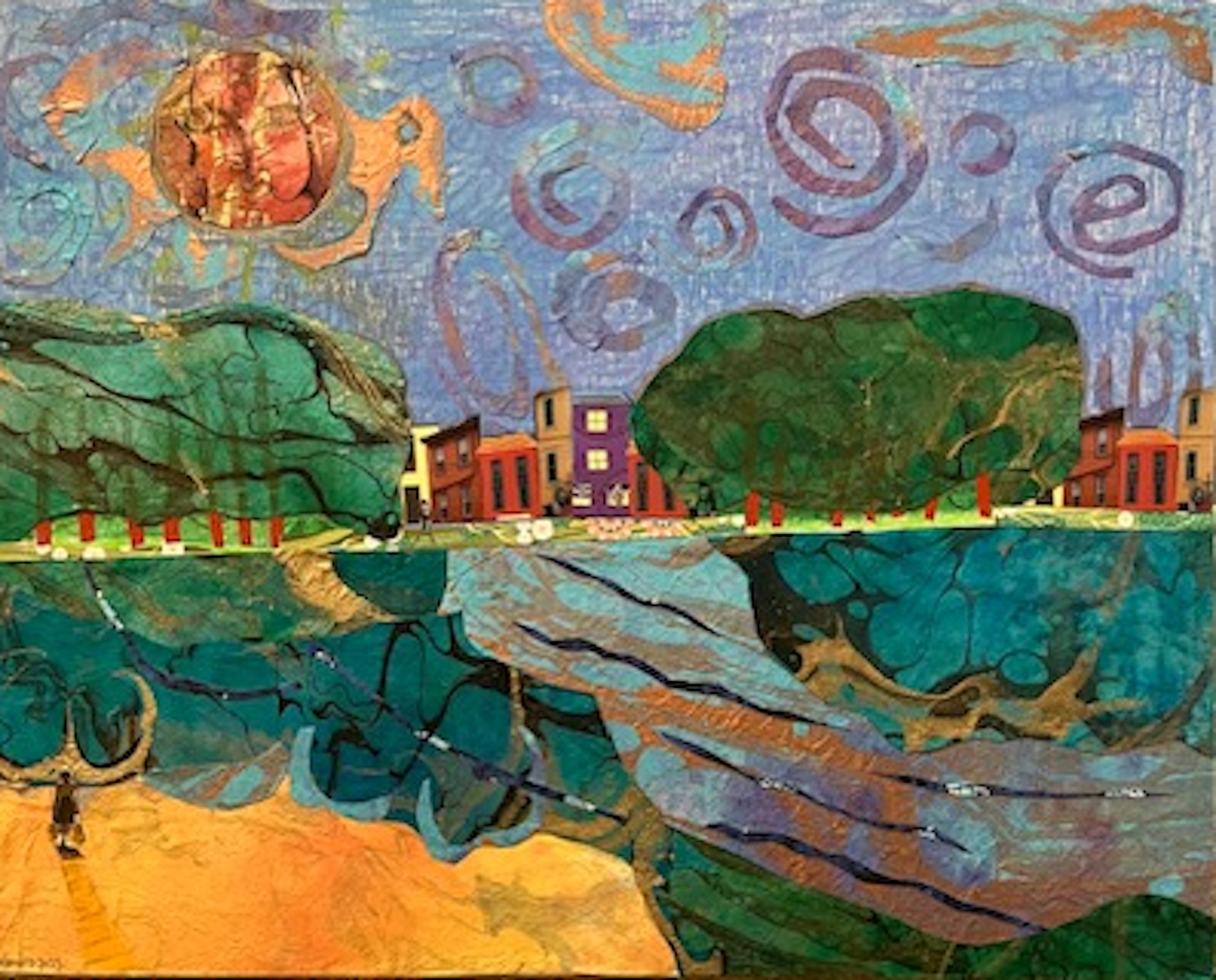 collage of town landscape