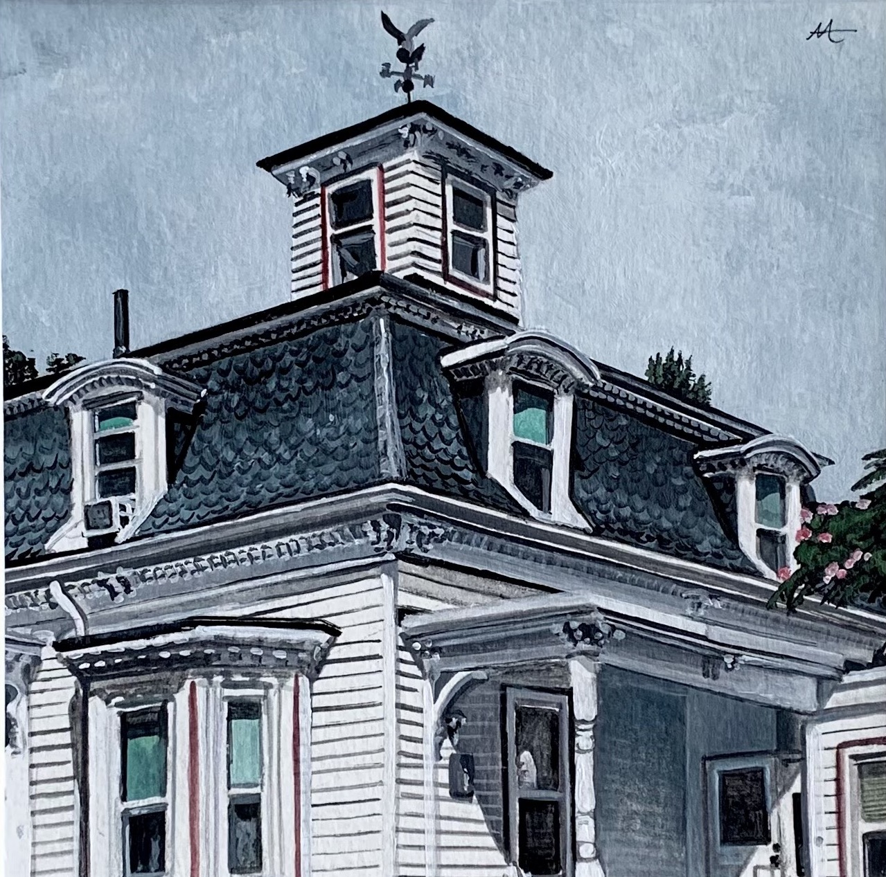 painting of an old house